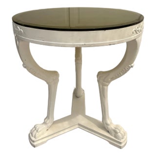 Late 20th Century Goat Leg Center Side Table With Gold Glass Top For Sale