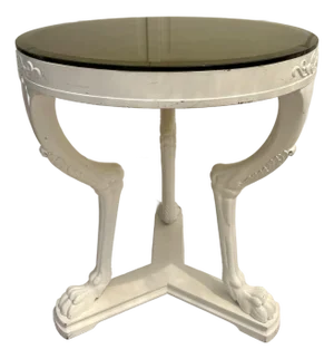 Late 20th Century Goat Leg Center Side Table With Gold Glass Top