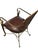English Vintage Maitland-Smith Bronze Finish Metal Armchair With Cane Back and Leather Seat For Sale - Image 3 of 10