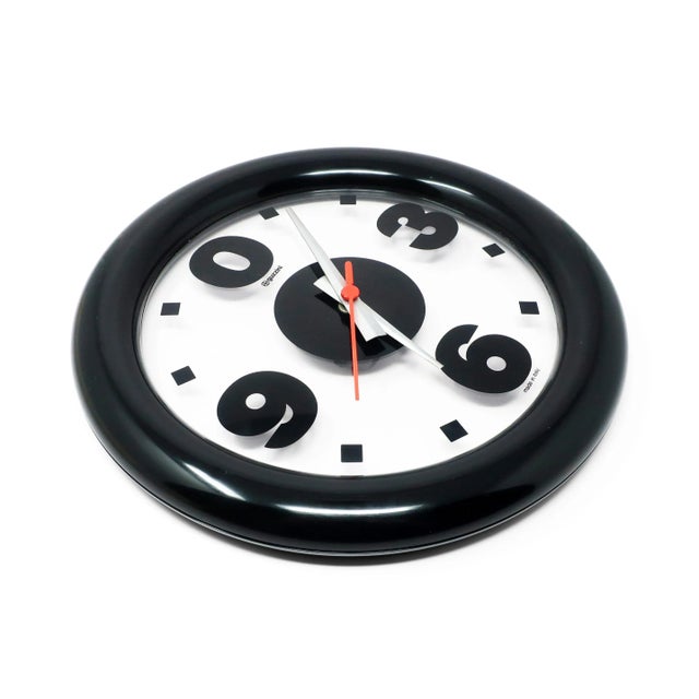 1980s Black Wall Clock by Studio Stg for Guzzini | Chairish