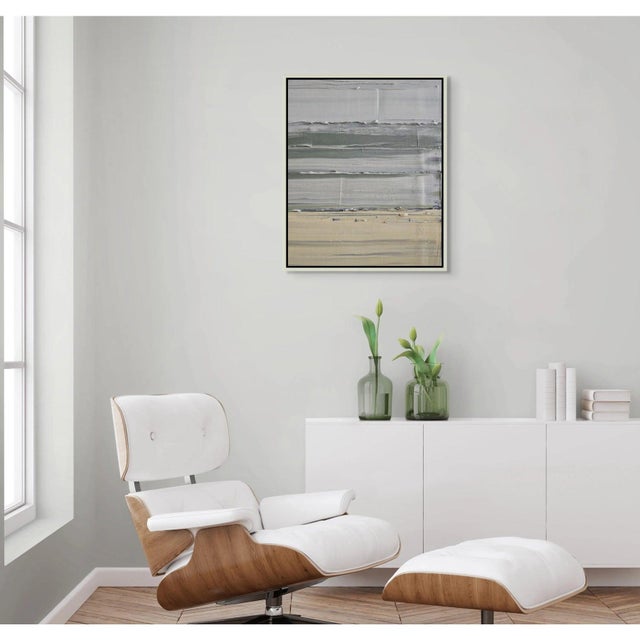 Contemporary Minimalist Seascape — Abstract Landscape Oil Painting | Natural Color Palette For Sale - Image 3 of 12