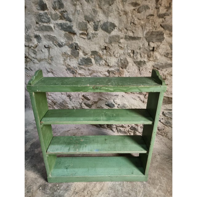 Wood Vintage Pine Open Shelving Unit in Sage Green Paint, 1900 For Sale - Image 7 of 18