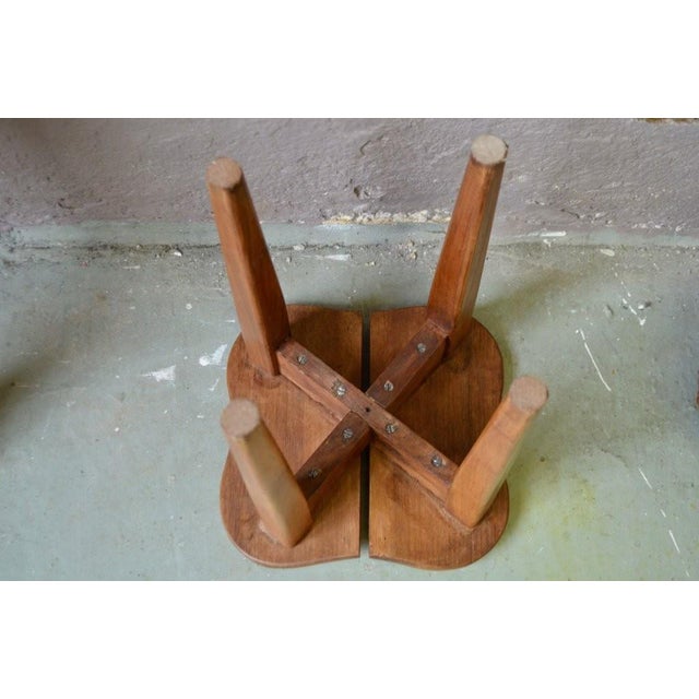 Clover-Shaped Stool in Oak by Marcel Gascoin, 1950s For Sale - Image 9 of 10
