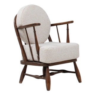 20th Century English Wooden Armchair With Upholstered Seat And Back For Sale