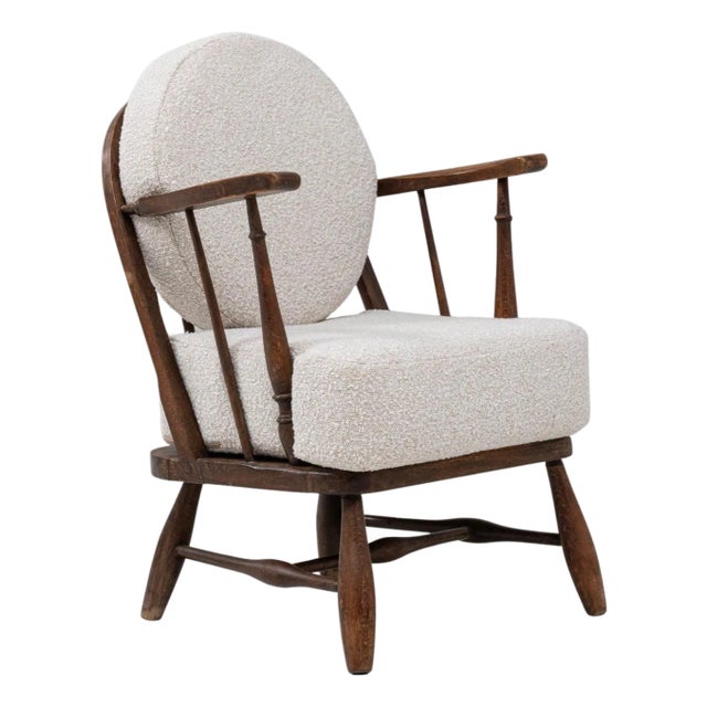 20th Century English Wooden Armchair With Upholstered Seat And Back For Sale