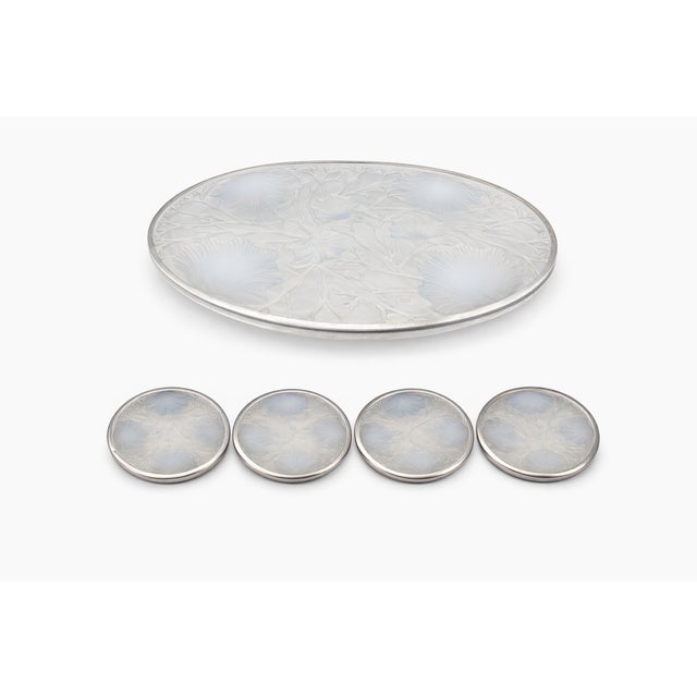 Vintage Art Deco Set in Opalescent Glass and Sterling Silver, 1930, Set of 5 For Sale - Image 12 of 12