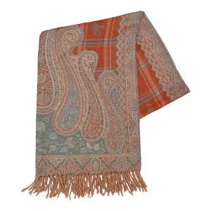 Bedazzled Jacquard Plaid With Paisley Border Shawl or Throw