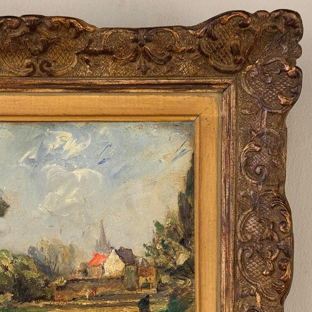 Framed Oil Painting on Panel by Lucien Dasselborne (1873–1962) 'Country Road to a Farmstead' For Sale - Image 9 of 17