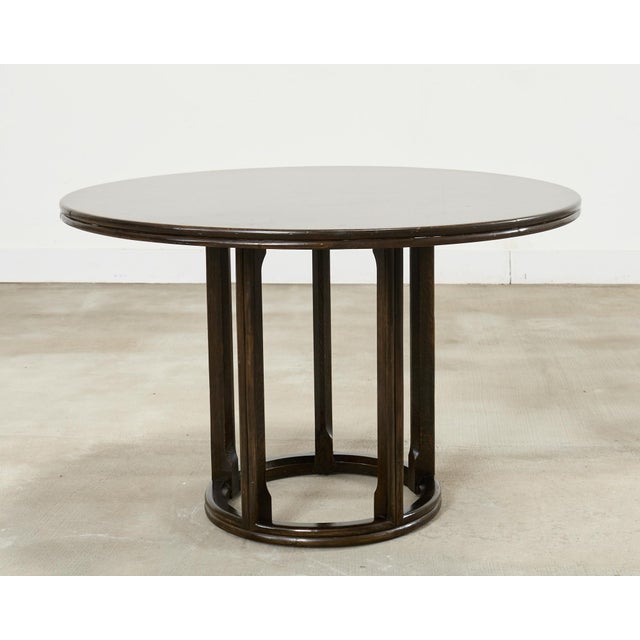 McGuire Midcentury Organic Modern Round Oak Rattan Dining Table For Sale - Image 15 of 15