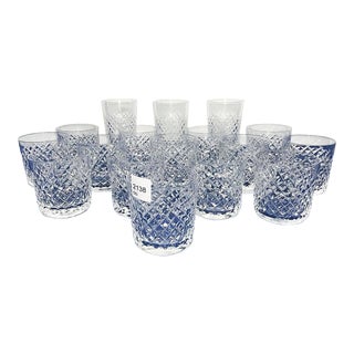 1980s Waterford Alana Crystal Lo-Ball Old Fashioned Glasses, Set of 14 For Sale