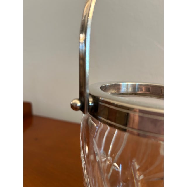 Mid 20th Century Vintage Silver Plate & Crystal Ice Bucket For Sale - Image 5 of 5