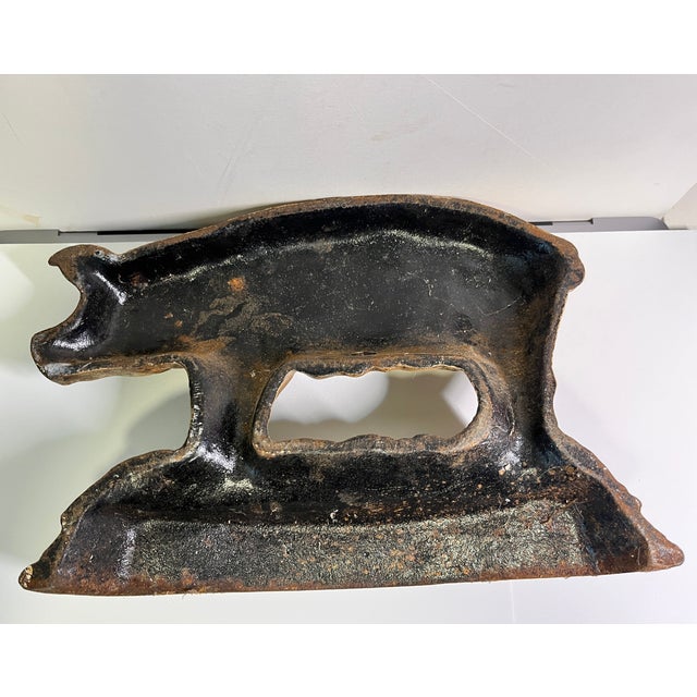 Metal Vintage Cast Iron Pig Doorstop For Sale - Image 7 of 8