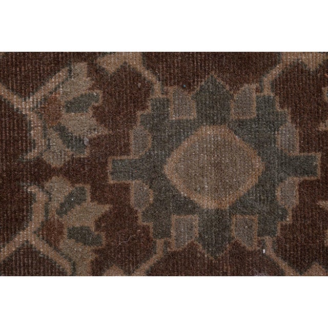 Persian Antique Persian Sarouk Botanic Brown Handmade Wool Rug For Sale - Image 3 of 9