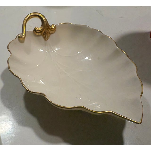Hollywood Regency Lenox Ivory and Gold Catchall Curation-Set of 3 For Sale - Image 11 of 12