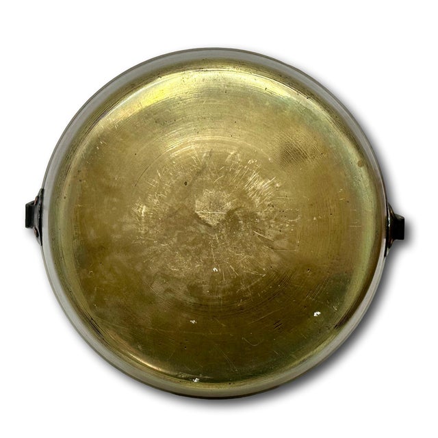 Antique 12 Inch Heavy Brass & Hand Wrought Iron Fireplace Hearth Hanging Cooking Pot Mid 19th Century For Sale - Image 13 of 18