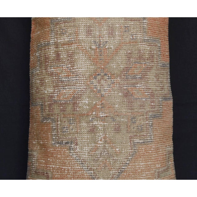 Peach Handmade Double Knotted Oushak Rug Pillow Cover -15'' X 32'' For Sale - Image 8 of 11