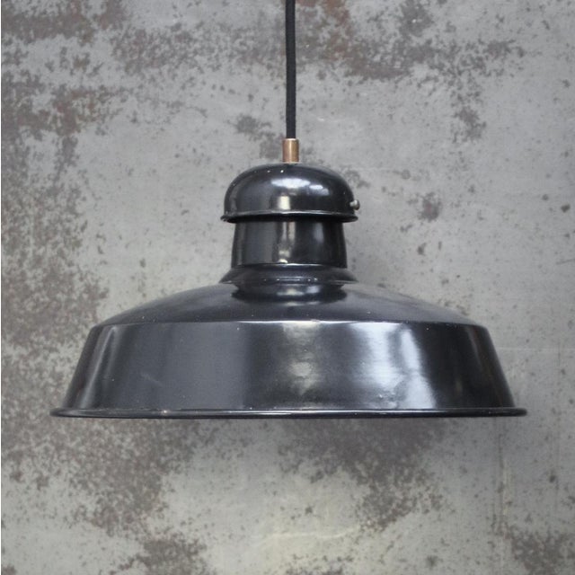 French factory pendant by gal, france black enamel. Used in warehouses and factories in france and belgium. e26 / e27 this...