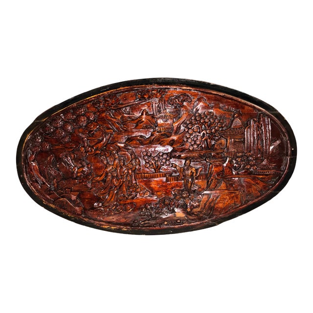 Large Hand-Carved Figural Wood Relief Wall Panel For Sale