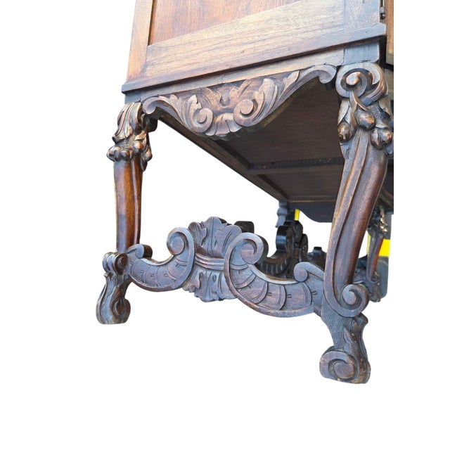 Antique Italian Renaissance Revival Walnut Marble Top Commode Sideboard Cabinet For Sale - Image 16 of 16