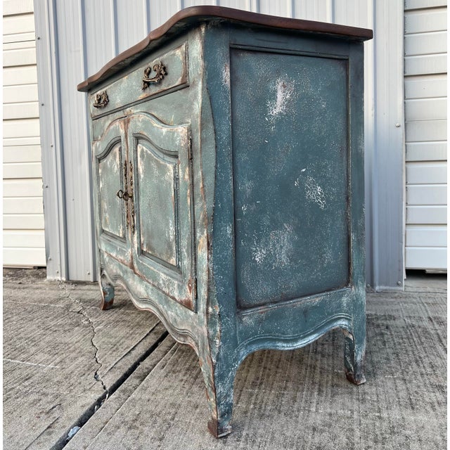 Vintage Drexel French Country Hand Painted Rustic Server | Chairish
