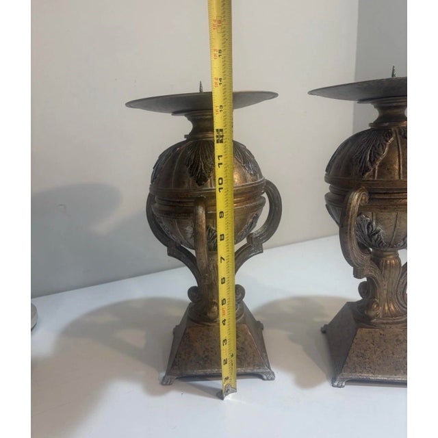Vintage Abel Casting Solid Bronze Urn Candlestick Pair — Neoclassical Empire Style For Sale - Image 9 of 11