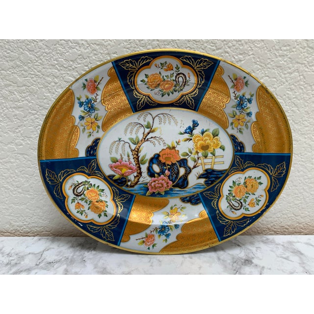 Orange Midcentury Asian Chinoiserie Serving and Decor Tray For Sale - Image 8 of 11