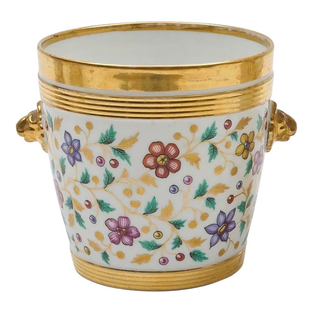 Antique 19th Century French Empire Paris Porcelain Cachepot Flower Pot For Sale