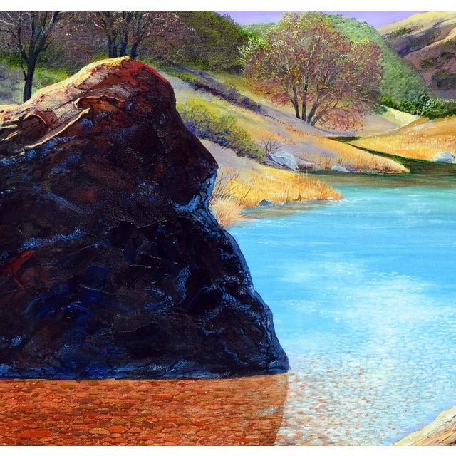 Blue 1980s Mount Hamilton Realist Landscape by Luke Stamos For Sale - Image 8 of 9