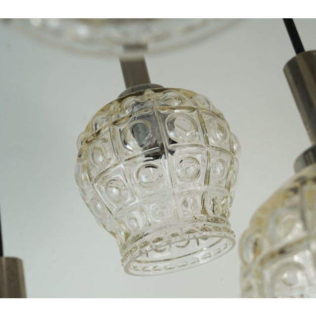 Black Mid-Century Cascade Pendant Light with 7 Shades in Bubble Glass and Chrome, 1960s For Sale - Image 8 of 13
