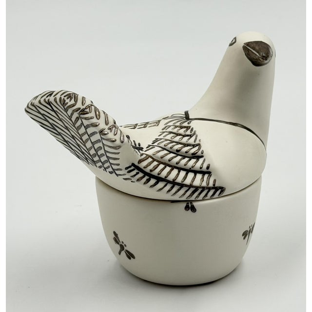 Cream Emilia Castillo Taxco Porcelain & Pure Silver Dove Jewelry Box, Mexican Modern For Sale - Image 8 of 18