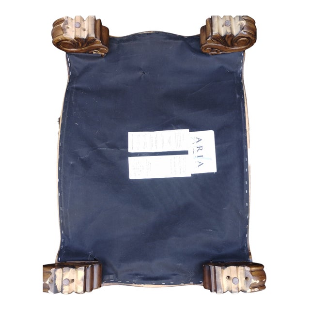 Indulge in the Rich Heritage and Exquisite Craftsmanship of the Aria Leather Chair and Ottoman Set. For Sale - Image 9 of 12