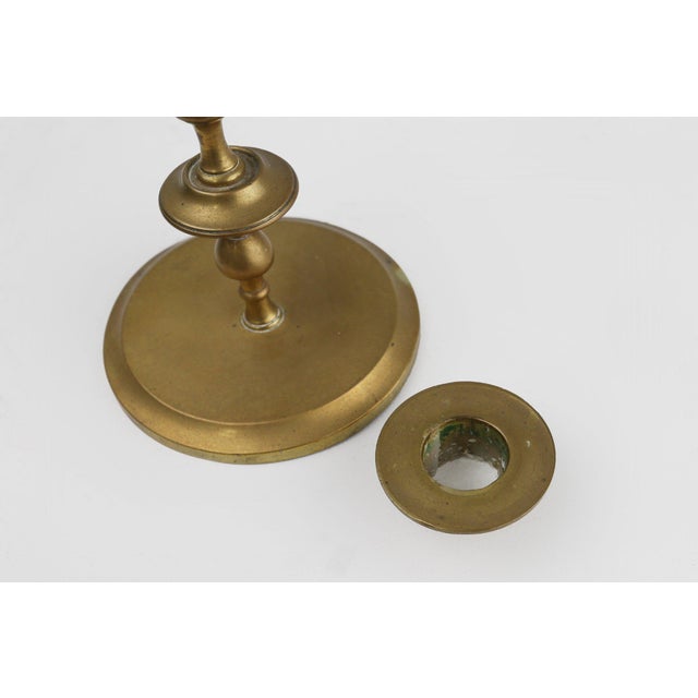 Antique Flemish Copper Disc Candlestick, 15th Century For Sale - Image 9 of 12