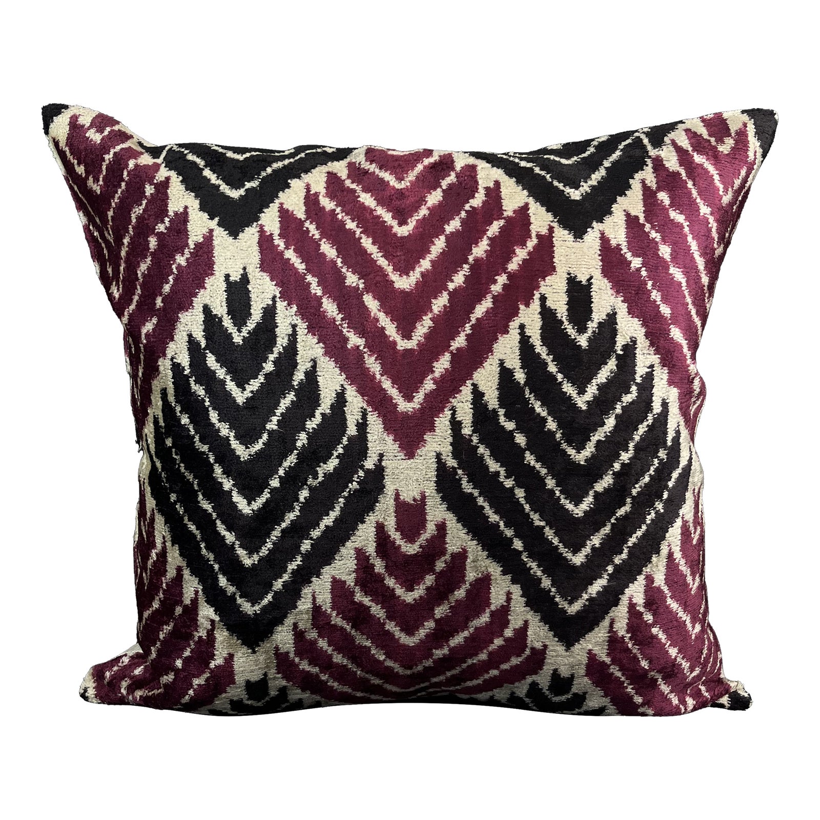 Maroon and Black Velvet Ikat Pillow Cover Chairish