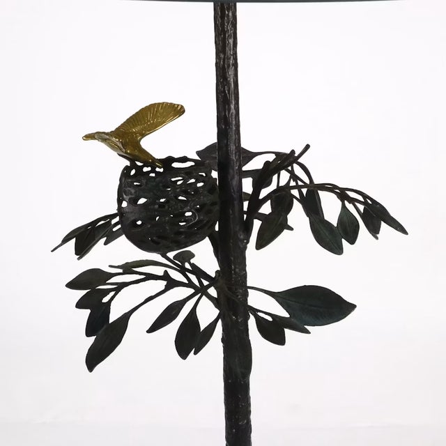 Metal Frederick Cooper Bird Nest Floor Lamp W/ Green Faux Leather Shade For Sale - Image 7 of 16