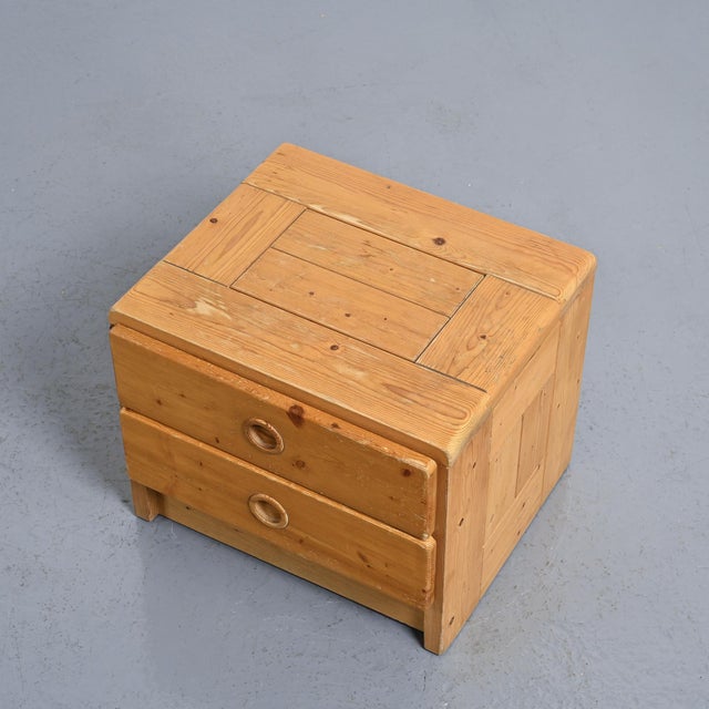 Brown Pine Nightstand from Les Arcs, France, 1975 For Sale - Image 8 of 9