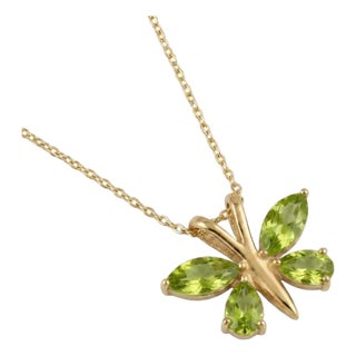 Peridot Butterfly Gemstone Pendant - August Birthstone Pendant for Woman For Sale