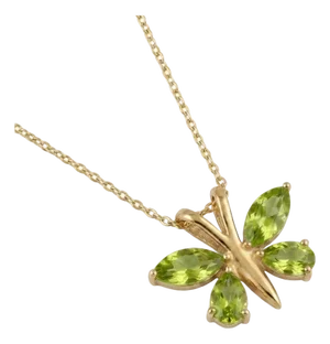 Peridot Butterfly Gemstone Pendant - August Birthstone Pendant for Woman
