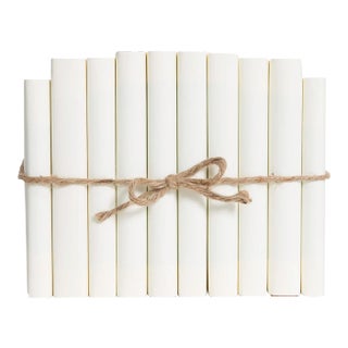 Decorative Books - Buttercream Paper Wrapped Book Bundle - 1 Foot of Cream Books For Sale