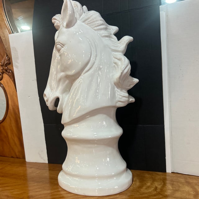 American 1980s Sleek Porcelain Horse Bust For Sale - Image 3 of 6