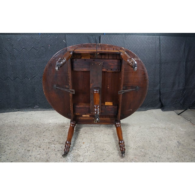 Antique 19th Century Victorian Mahogany Drop Leaf Oval Dining Table Console For Sale - Image 14 of 18