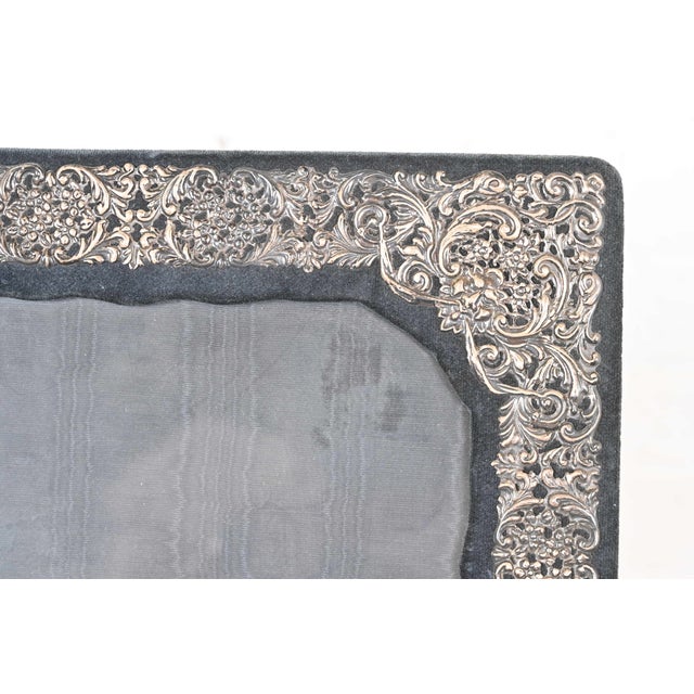 Silver Tiffany & Co. Style Art Nouveau Italian Sterling Silver Overlay Picture Frame For Sale - Image 8 of 14