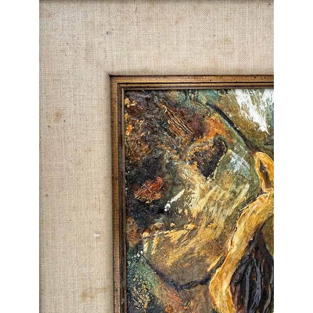Vintage Impasto Oil on Masonite Painting of Shorebird in Coastal Landscape, Framed For Sale In San Francisco - Image 6 of 7