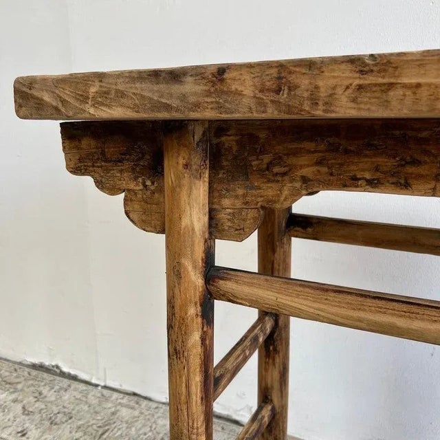 Mid 20th Century Vintage Elm Wood Console Table For Sale - Image 5 of 8