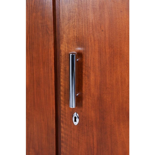 Bauhaus Wardrobe in Chromed Steel and Walnut by Slezak, Czech, 1930s For Sale - Image 4 of 10
