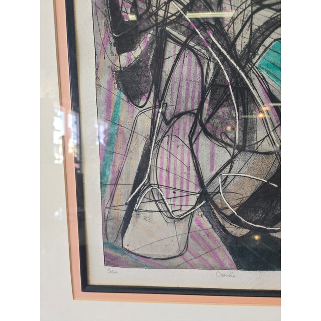Vintage 1954 Signed Abstract Lithograph For Sale - Image 4 of 9
