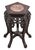 Chinese Carved Hardwood and Marble Pedestal Table, late 19th century, the pentagonal shaped inset top above a prunus...