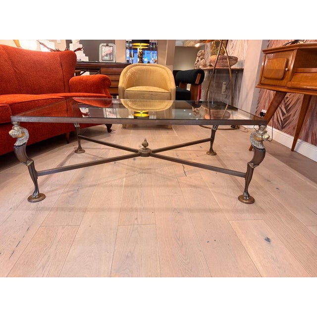 Vintage French Neoclassical Patinated Bronze Coffee Table, 1960s For Sale - Image 3 of 9