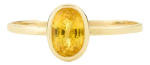 Natural Yellow Sapphire 14k Gold Solitaire Ring for Women Size 7