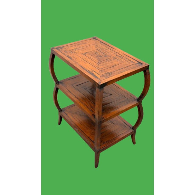 American Late 20th Century Henredon Acquisition Three Tier Side Table Solid Mahogany and Crushed Bamboo For Sale - Image 3 of 11