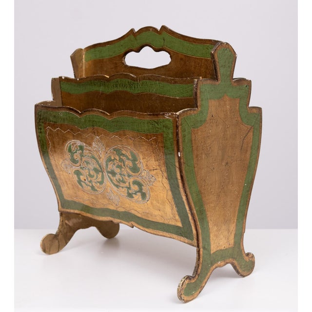 Florentine Newspaper Rack, Letter Holder & Paper Basket, Italy, 1960s, Set of 3 For Sale - Image 6 of 18